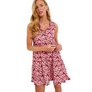 New Tuckernuck Poppy Ikat Mini Salty Paloma Coverup Dress Pink Size XL 1789-19